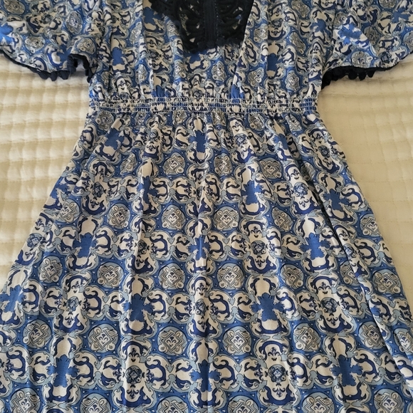 Cabana Life Blue and Black Patterned Mini Dress - Picture 2 of 4